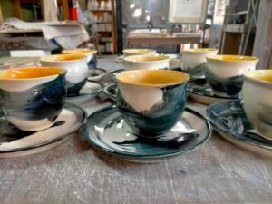 Ember Tea Cups and Plate