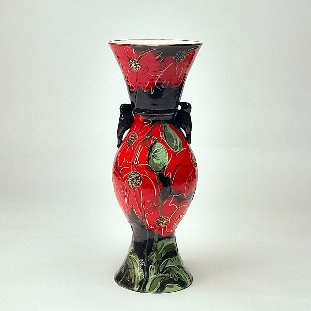 Urn with Red Poppies and Finches